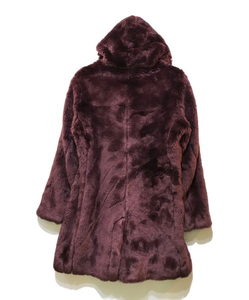 1piu1uguale3（ウノピュウノウグァーレトレ）1piu1uguale3 (ウノ ピゥ ウノ ウグァーレ トレ) WRAP COAT /ECO FUR　MRC137 ボルドー サイズ:4の古着・服飾アイテム