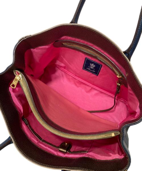 A.D.M.J.（エーディーエムジェイ）A.D.M.J. (エーディーエムジェイ) バイカラーハンドバッグ ベージュの古着・服飾アイテム