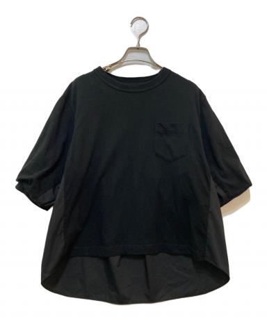 サカイ Cotton Jersey 切替Tシャツ トップス レディース ブラック 3 24-07167 24SS 3 中古・古着通販】sacai (サカイ) Cotton Poplin x Cotton Jersey 24