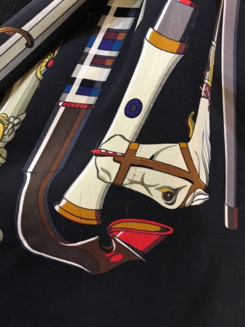 HERMES（エルメス）HERMES (エルメス) スカーフ柄ロングカーディガン ネイビー サイズ:38の古着・服飾アイテム