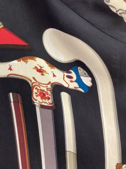 HERMES（エルメス）HERMES (エルメス) スカーフ柄ロングカーディガン ネイビー サイズ:38の古着・服飾アイテム