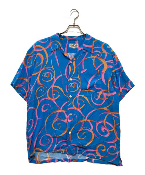 CALEE（キャリー）CALEE (キャリー) アロハシャツ オレンジ×ブルー サイズ:MEDIUMの古着・服飾アイテム