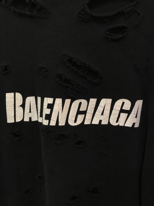 BALENCIAGA（バレンシアガ）BALENCIAGA (バレンシアガ) Caps Destroyed Hoodie　659403 ブラック サイズ:XSの古着・服飾アイテム