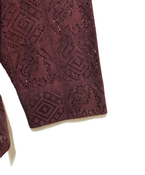 SASQUATCHfabrix.（サスクワッチファブリックス）SASQUATCHfabrix. (サスクワッチファブリックス) VELVET LACE SMOCK レッド サイズ:Lの古着・服飾アイテム