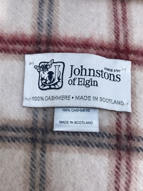 JOHNSTONS OF ELGIN（ジョンストンズオブエルガン）JOHNSTONS OF ELGIN (ジョンストンズオブエルガン) カシミヤ大判マフラー レッド×ベージュの古着・服飾アイテム