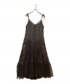HER LIP TOハーリップトゥ）の古着「Lace-Trimmed Satin Cami Dress」｜ブラウン