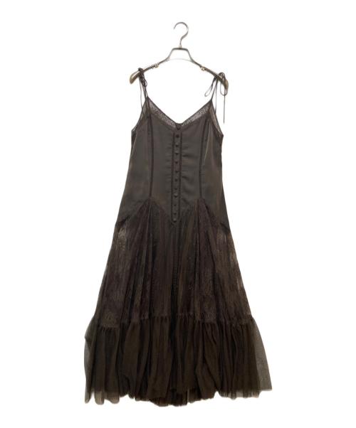 HER LIP TO（ハーリップトゥ）Her lip to (ハーリップトゥ) Lace-Trimmed Satin Cami Dress ブラウン サイズ:Ｓの古着・服飾アイテム