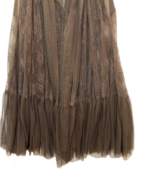 HER LIP TO（ハーリップトゥ）Her lip to (ハーリップトゥ) Lace-Trimmed Satin Cami Dress ブラウン サイズ:Ｓの古着・服飾アイテム