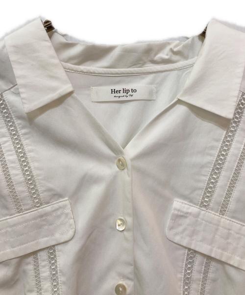 HER LIP TO（ハーリップトゥ）HER LIP TO (ハーリップトゥ) Lace Trimming Cotton Blouse ホワイト サイズ:Ｆの古着・服飾アイテム