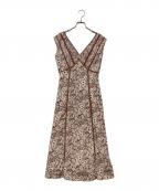 HER LIP TOハーリップトゥ）の古着「レーストリムフローラルドレス花柄ワンピース」｜ブラウン