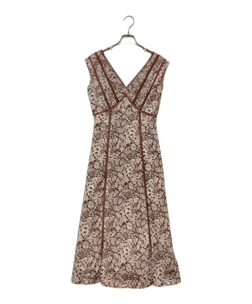 HER LIP TO（ハーリップトゥ）HER LIP TO (ハーリップトゥ) レーストリムフローラルドレス花柄ワンピース ブラウン サイズ:Sの古着・服飾アイテム