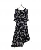 HER LIP TOハーリップトゥ）の古着「Asymmetrical Floral Dress」｜ブラック