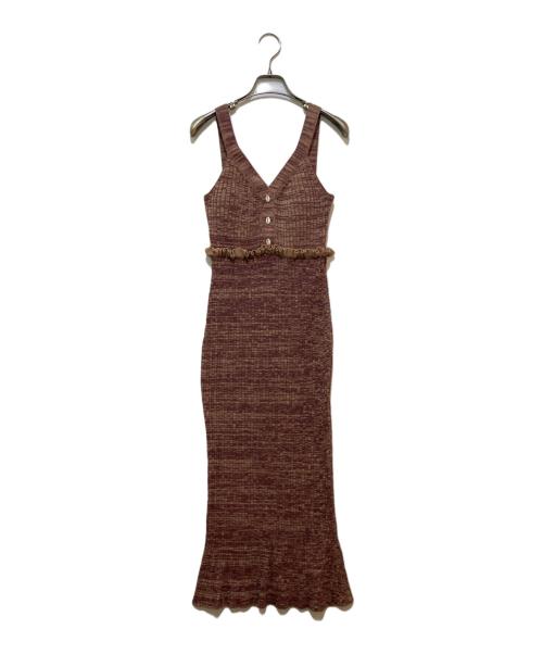 HER LIP TO（ハーリップトゥ）HER LIP TO (ハーリップトゥ) Shell Button Mix Color Knit Dress ブラウン サイズ:Ｓの古着・服飾アイテム