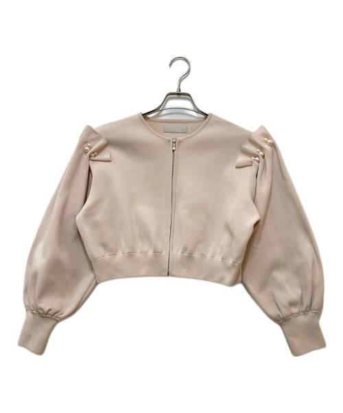 CELFORD（セルフォード）CELFORD (セルフォード) パール付きニットブルゾン ピンク サイズ:36の古着・服飾アイテム