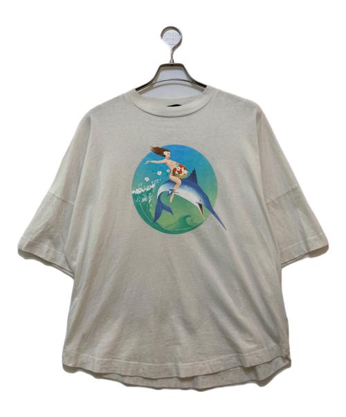 Palm Angels（パーム エンジェルス）Palm Angels (パーム エンジェルス) フィッシュ ガール プリント バック ブランドロゴ 半袖 Tシャツ　PMAA002S21JER001 ホワイト サイズ:Sの古着・服飾アイテム