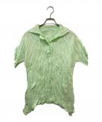 PLEATS PLEASEプリーツプリーズ）の古着「シワ加工シャツ PP34-ZT913」｜グリーン