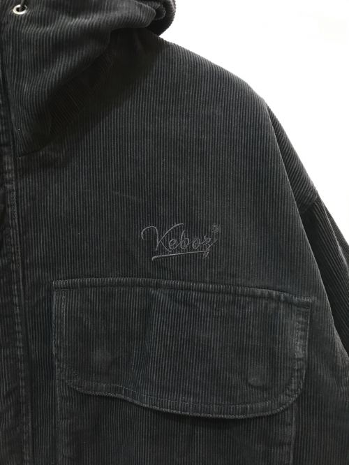 KEBOZ（ケボズ）KEBOZ (ケボズ) CORDUROY HOODIE JACKET ブラック サイズ:LARGEの古着・服飾アイテム