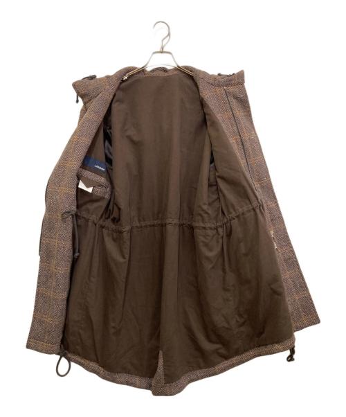 LARDINI（ラルディーニ）LARDINI (ラルディーニ) ヘリンボーン フーデッドコート ブラウン サイズ:48の古着・服飾アイテム