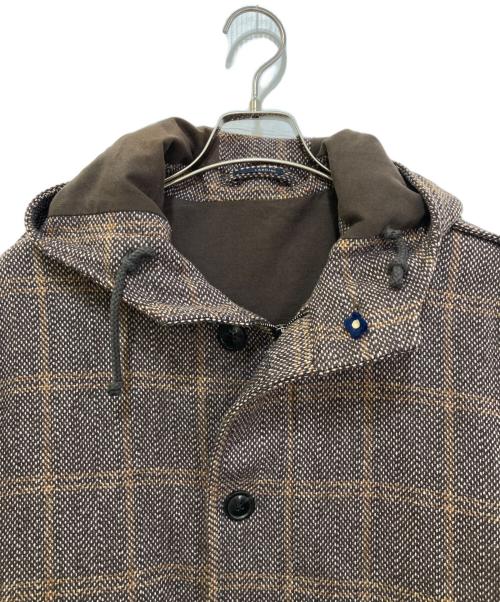 LARDINI（ラルディーニ）LARDINI (ラルディーニ) ヘリンボーン フーデッドコート ブラウン サイズ:48の古着・服飾アイテム