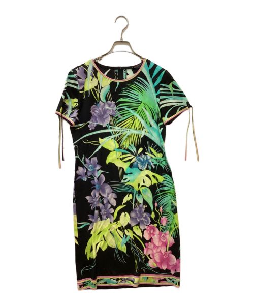 LEONARD FASHION（レオナールファッション）LEONARD FASHION (レオナールファッション) 花柄ワンピース ブラック サイズ:ＬＬの古着・服飾アイテム