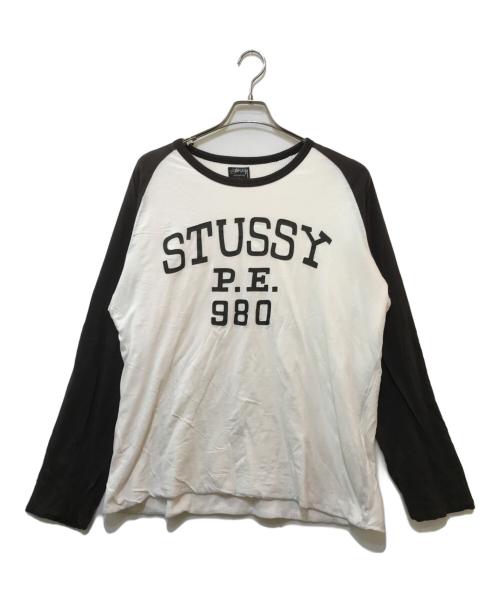 stussy（ステューシー）stussy (ステューシー) インナーサーマルカットソー ホワイト×ブラウン サイズ:Lの古着・服飾アイテム