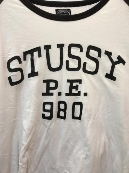 stussy（ステューシー）stussy (ステューシー) インナーサーマルカットソー ホワイト×ブラウン サイズ:Lの古着・服飾アイテム