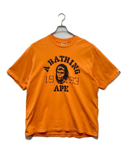 A BATHING APE（アベイシングエイプ）A BATHING APE (ア ベイシング エイプ) プリントカットソー オレンジ サイズ:Lの古着・服飾アイテム