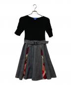 BLUE LABEL CRESTBRIDGEブルーレーベルクレストブリッジ）の古着「ドッキングワンピース　55J25-186-09」｜ブラック