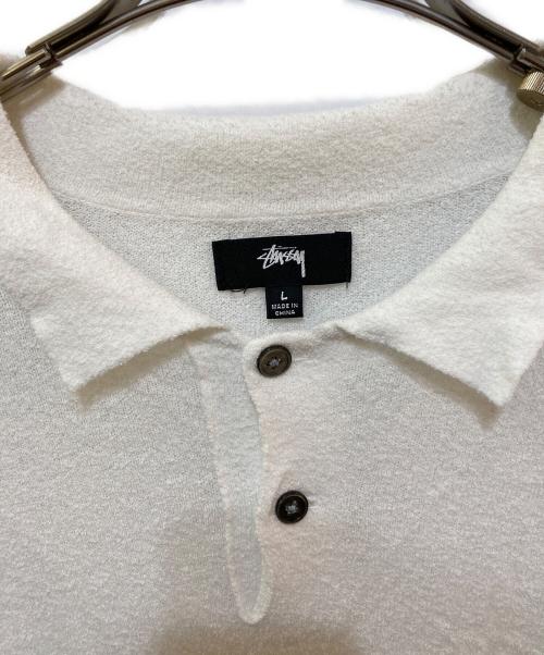 stussy（ステューシー）stussy (ステューシー) Textured SS Polo Sweter 117167 ホワイト サイズ:Lの古着・服飾アイテム
