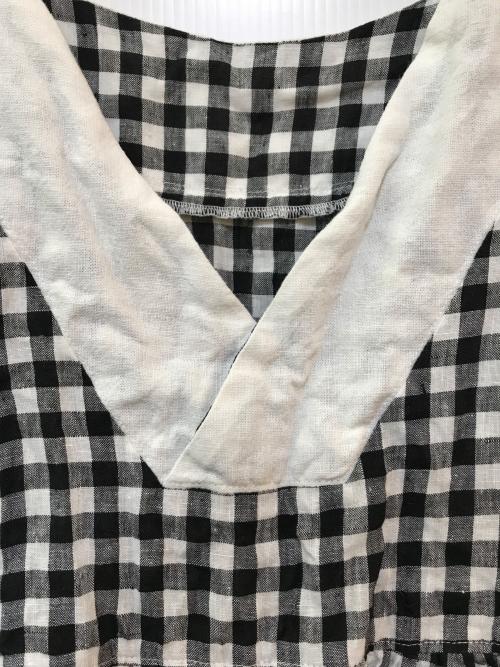kosato fuku（コサトフク）kosato fuku (コサトフク) ハンドメイドリネンギンガムチェックワンピース ホワイト×ブラック サイズ:サイズ表記なしの古着・服飾アイテム