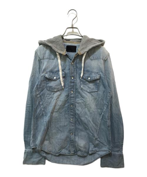 NUMBER (N)INE（ナンバーナイン）NUMBER (N)INE (ナンバーナイン) フード付デニムウエスタンシャツ ブルー サイズ:3の古着・服飾アイテム