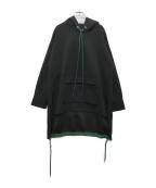 UN3D.アンスリード）の古着「ヘムギャザーロングスウェット フーデイー　522122700301-01」｜ブラック