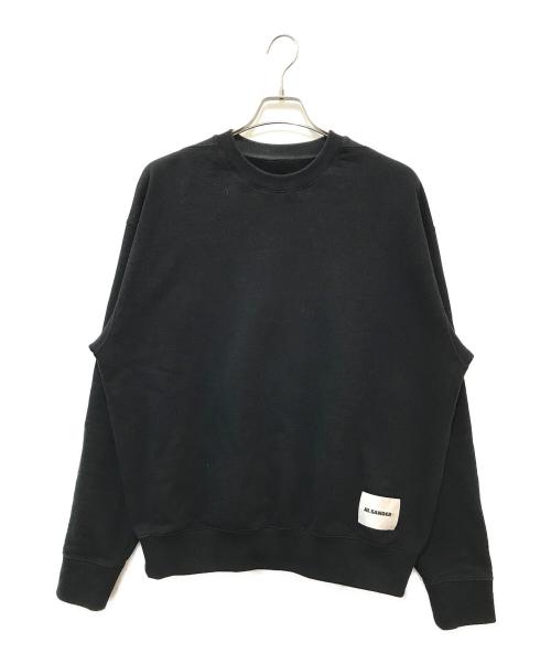 JIL SANDER+（ジルサンダープラス）JIL SANDER+ (ジルサンダープラス) ロゴ パッチ クルーネック スウェットシャツ　J47GU0104 ブラック サイズ:Mの古着・服飾アイテム