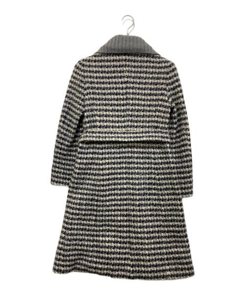 Max Mara Studio（マックスマーラ ストゥディオ）MAX MARA STUDIO (マックスマーラ ストゥディオ) 千鳥格子ウールコート ブルー サイズ:38の古着・服飾アイテム
