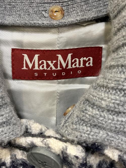 Max Mara Studio（マックスマーラ ストゥディオ）MAX MARA STUDIO (マックスマーラ ストゥディオ) 千鳥格子ウールコート ブルー サイズ:38の古着・服飾アイテム