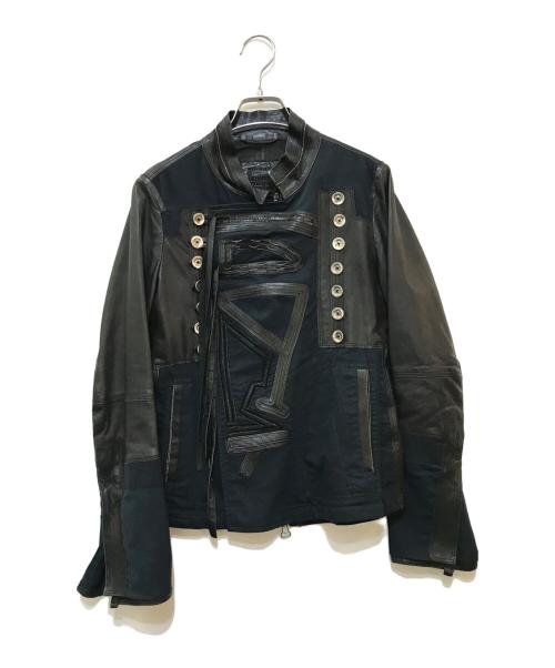 MARITHE+FRANCOIS GIRBAUD（マリテフランソワジルボー）MARITHE+FRANCOIS GIRBAUD (マリテフランソワジルボー) 切替レザージャケット ブラック サイズ:USA 26の古着・服飾アイテム