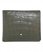 MONTBLANCモンブラン）の古着「クロコ型押し2つ折り財布」｜グレー