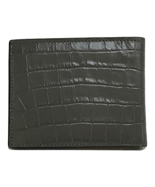 MONTBLANC（モンブラン）MONTBLANC (モンブラン) クロコ型押し2つ折り財布 グレーの古着・服飾アイテム