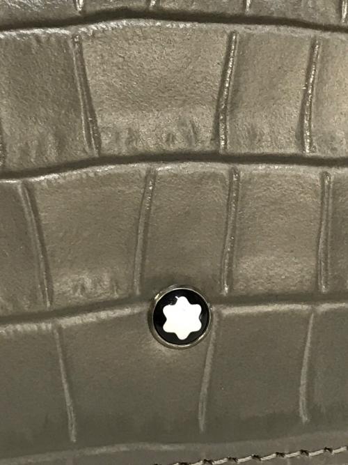 MONTBLANC（モンブラン）MONTBLANC (モンブラン) クロコ型押し2つ折り財布 グレーの古着・服飾アイテム