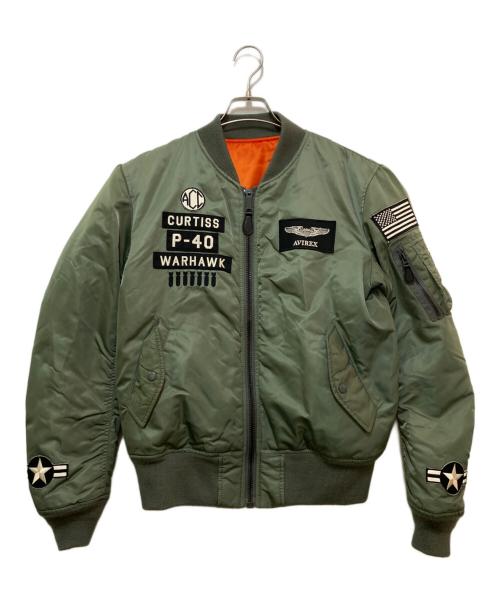 AVIREX（アヴィレックス）AVIREX (アヴィレックス) MA-1 WITH PATCHES　6172174 オリーブ サイズ:Lの古着・服飾アイテム