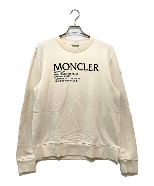 MONCLER（モンクレール）MONCLER (モンクレール) MAGLIA GIROCOLLO ロゴスウェット G20918G00048 アイボリー サイズ:Lの古着・服飾アイテム