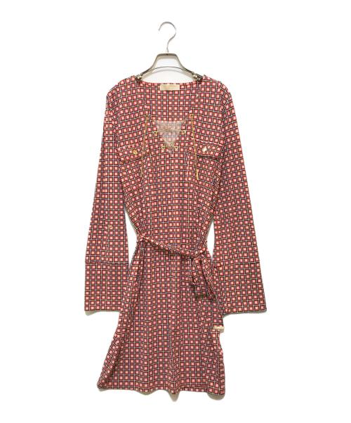 MICHAEL KORS（マイケル・コース）MICHAEL KORS (マイケルコース) 格子プリントワンピース レッド サイズ:不明(実寸をご参照下さい)の古着・服飾アイテム