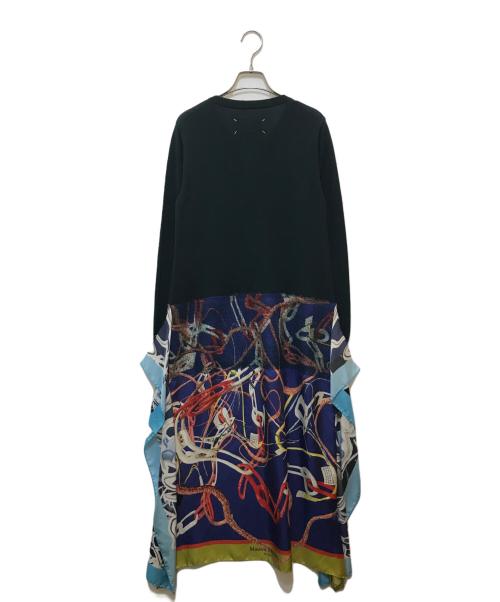 Maison Margiela（メゾンマルジェラ）Maison Margiela (メゾンマルジェラ) シルク スカーフ切替ニットワンピース グリーン サイズ:XSの古着・服飾アイテム