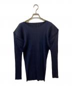 PLEATS PLEASEプリーツプリーズ）の古着「プリーツカットソー」｜ネイビー