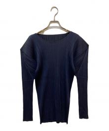 PLEATS PLEASE（プリーツプリーズ）の古着「プリーツカットソー」｜ネイビー