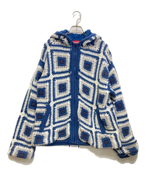 SUPREME（シュプリーム）Supreme (シュプリーム) Crochet Hooded Zip Up Sweater ブルー サイズ:Lの古着・服飾アイテム