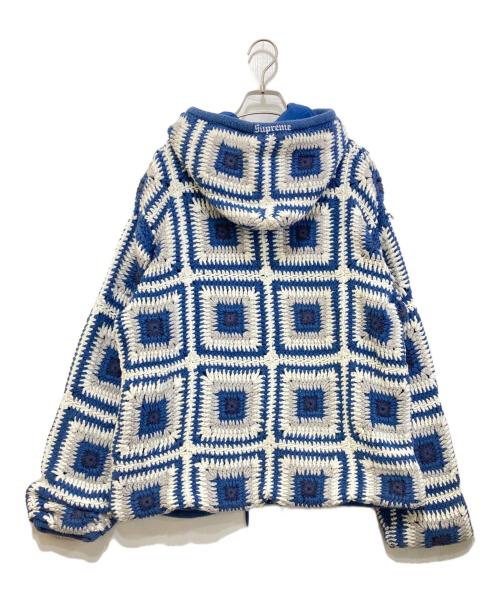 SUPREME（シュプリーム）Supreme (シュプリーム) Crochet Hooded Zip Up Sweater ブルー サイズ:Lの古着・服飾アイテム