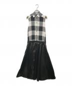 MM6 Maison Margielaエムエムシックスメゾンマルジェラ）の古着「切替ワンピース」｜ホワイト×ブラック