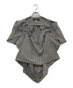 JUNYA WATANABE COMME des GARCONSジュンヤワタナベ コムデギャルソン）の古着「リボン装飾ギンガムチェック変形ブラウス　JA-B021J」｜ブラック