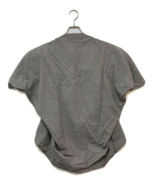 JUNYA WATANABE COMME des GARCONS（ジュンヤワタナベ コムデギャルソン）JUNYA WATANABE COMME des GARCONS (ジュンヤワタナベ コムデギャルソン) リボン装飾ギンガムチェック変形ブラウス　JA-B021J ブラック サイズ:ＸＳの古着・服飾アイテム